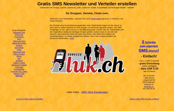 SMS an Gruppen senden, luk.ch