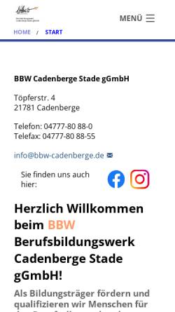 Vorschau der mobilen Webseite bbw-cadenberge.de, Berufsbildungswerk Cadenberge e.V.
