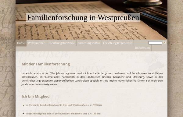 Vorschau von www.westpreussen.de, Familienforschung in Westpreußen