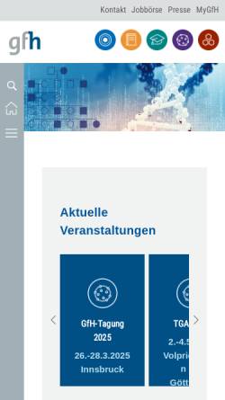 Vorschau der mobilen Webseite www.gfhev.de, Deutsche Gesellschaft für Humangenetik e.V.