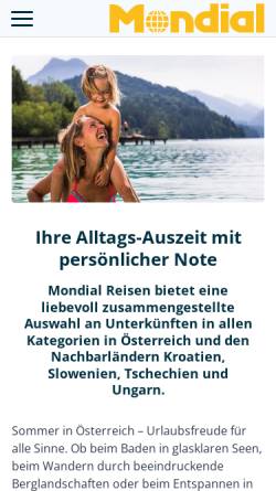 Vorschau der mobilen Webseite www.austrian-hotelreservation.at, Badeseen in Österreich
