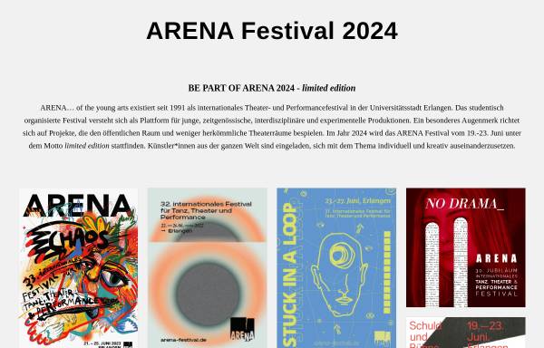 Vorschau von www.arena-festival.de, ARENA - Internationale Woche des Jungen Theaters