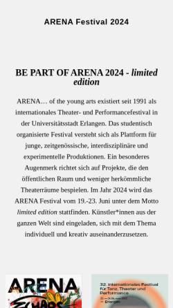 Vorschau der mobilen Webseite www.arena-festival.de, ARENA - Internationale Woche des Jungen Theaters