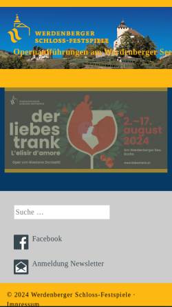 Vorschau der mobilen Webseite www.schlossfestspiele.ch, Werdenberger Schloss-Festspiele