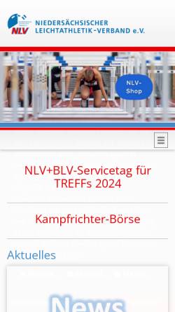 Vorschau der mobilen Webseite www.nlv-la.de, Niedersächsischer Leichtathletik Verband e.V. (NLV)