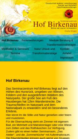 Vorschau der mobilen Webseite hofbirkenau.de, Hof Birkenau