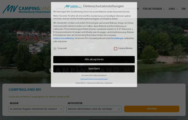 Vorschau von www.vcfmv.de, Verband der Camping- und Freizeitbetriebe Mecklenburg-Vorpommern (VCFMV)