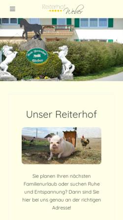 Vorschau der mobilen Webseite www.ferienhof-weber.de, Reiterhof Weber