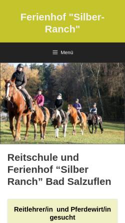 Vorschau der mobilen Webseite www.silber-ranch.de, Reitstall Silber Ranch