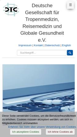 Vorschau der mobilen Webseite dtg.org, Deutsche Gesellschaft für Tropenmedizin und Internationale Gesundheit (DTG)
