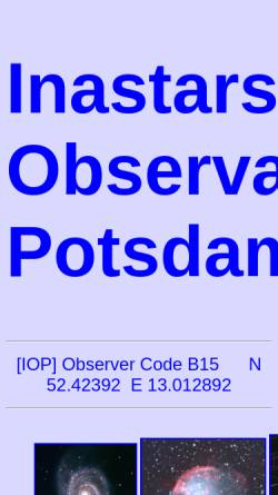 Vorschau der mobilen Webseite www.inastars.de, Inastarsobservatory Potsdam (IOP)