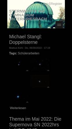Vorschau der mobilen Webseite www.swgu.de, Sternwarte am Gymnasium Untergriesbach