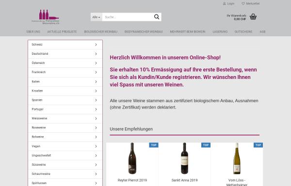 Vorschau von www.bioweine.ch, Weinhandlung Paracelsus