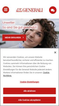 Vorschau der mobilen Webseite www.generali.ch, Generali (Schweiz) Holding
