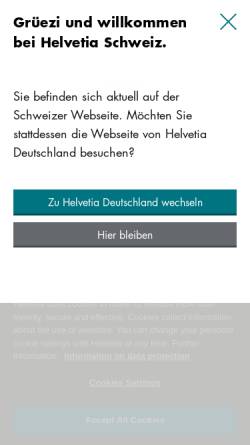 Vorschau der mobilen Webseite www.helvetia.com, Helvetia Versicherungen