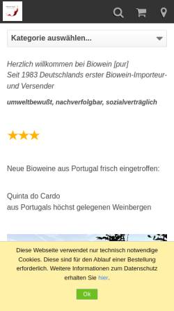 Vorschau der mobilen Webseite www.biowein-pur.de, Biowein [pur]
