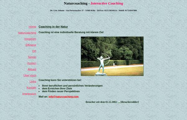 Vorschau von www.naturcoaching.com, Dr. Urte Johann - Naturcoaching