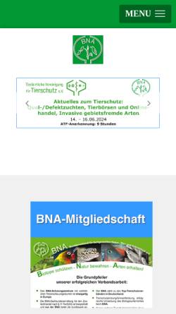 Vorschau der mobilen Webseite www.bna-ev.de, Bundesverband für fachgerechten Natur- und Artenschutz e.V. (BNA)