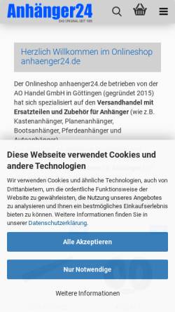 Vorschau der mobilen Webseite anhaenger24.de, Anhaenger24, Frank Henning