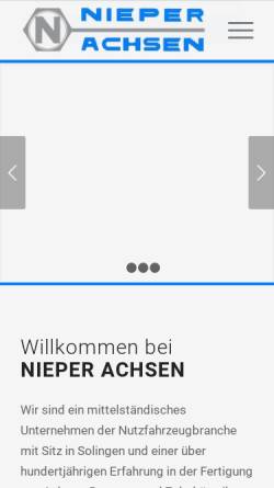 Vorschau der mobilen Webseite www.nieper-achsen.de, H.&F. Nieper GmbH & Co. Achsenfabrik Solingen