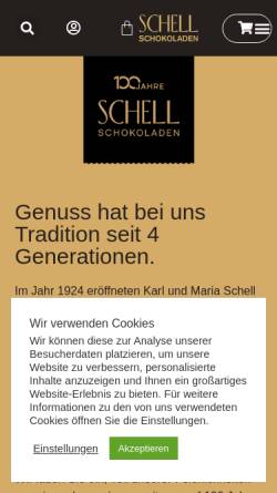 Vorschau der mobilen Webseite www.schell-schokoladen.de, Schell Schokoladenmanufaktur