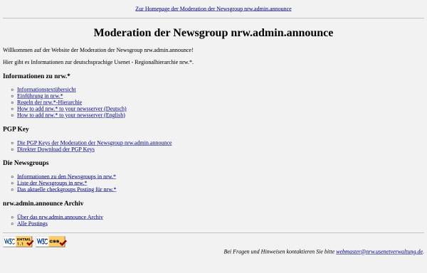 Moderation der Newsgroup nrw.admin.announce