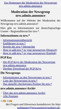Vorschau der mobilen Webseite nrw.usenetverwaltung.de, Moderation der Newsgroup nrw.admin.announce