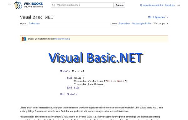 Vorschau von de.wikibooks.org, Visual Basic.NET