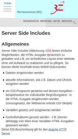 Vorschau der mobilen Webseite cgi.tu-harburg.de, Server Side Includes