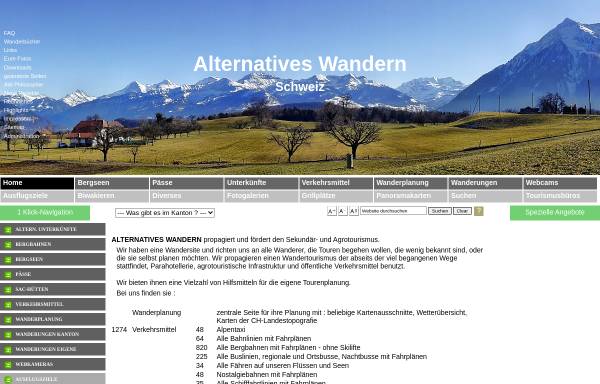 Vorschau von www.alternatives-wandern.ch, Alternatives Wandern