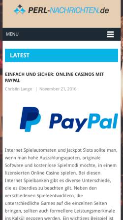 Vorschau der mobilen Webseite perl-nachrichten.de, PerlNews
