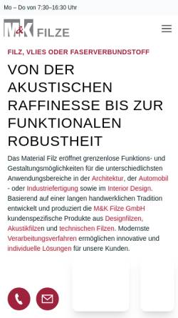 Vorschau der mobilen Webseite www.filzfabrik.de, Filzfabrik Schwabach