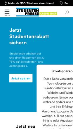Vorschau der mobilen Webseite www.studentenpresse.com, Studentenpresse