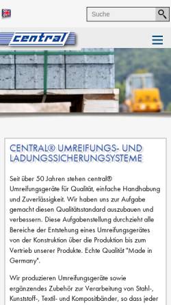 Vorschau der mobilen Webseite www.central-strapping.de, Greiner GmbH & Co. KG