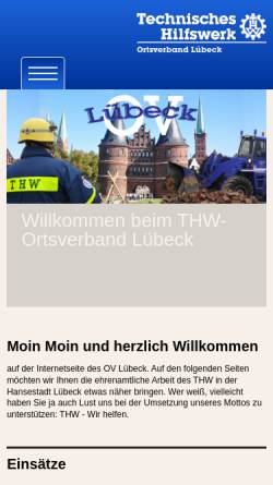 Vorschau der mobilen Webseite www.ov-luebeck.thw.de, THW Ortsverband Lübeck