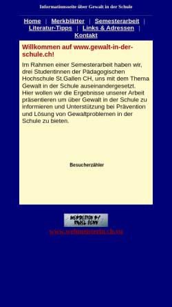 Vorschau der mobilen Webseite www.rahel-senn.ch, Informationsseite über Gewalt in der Schule