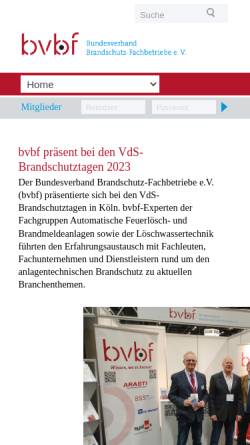 Vorschau der mobilen Webseite www.bvbf-brandschutz.de, Bundesverband Brandschutz-Fachbetriebe e.V.