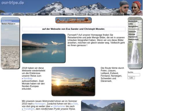 Vorschau von www.our-trips.de, Our Trips - Neuseeland und Rarotonga [Eva Sander & Christoph Moseler]