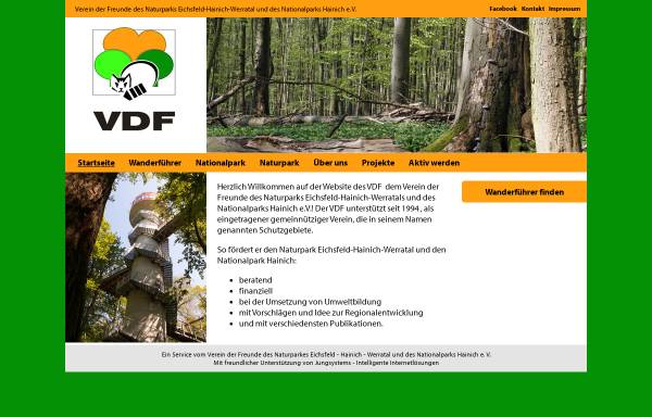 Vorschau von www.vdf-thueringen.de, Verein der Freunde des Naturparkes Eichsfeld-Hainich-Werratal und des Nationalparks Hainich e.V. (VDF)