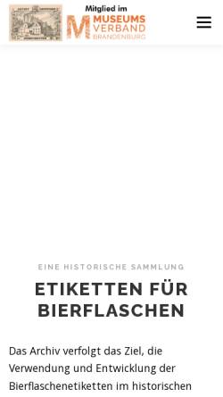 Vorschau der mobilen Webseite www.speer-fuchs.de, Dokumentation Deutscher Bieretiketten