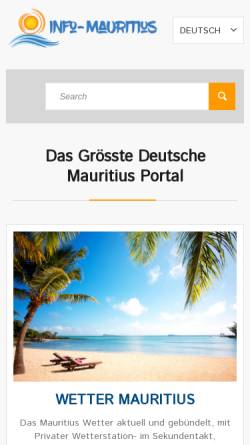 Vorschau der mobilen Webseite www.info-mauritius.com, Leben auf Mauritius [Stefan Mertes]