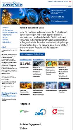 Vorschau der mobilen Webseite www.hannen-und-stein.de, Hannen und Stein Industriebedarf GmbH