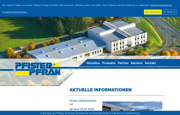 Vorschau von www.pfister-pfrang.de, Pfister & Pfrang Technischer Großhandel GmbH