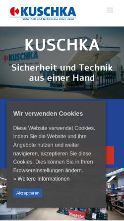 Vorschau der mobilen Webseite www.kuschka-bremen.de, Rudolf P. Kuschka - Technischer Grosshandel