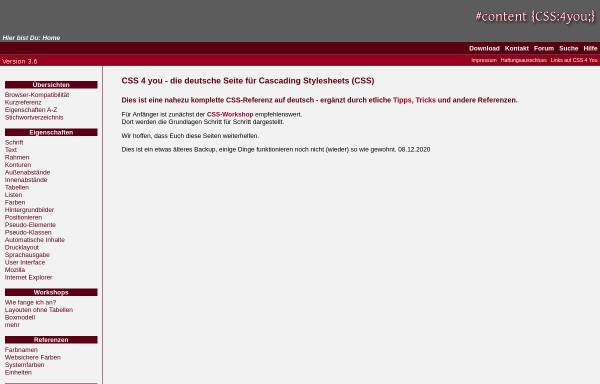 Vorschau von www.css4you.de, CSS4You