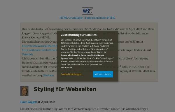 Vorschau von www.siteform.de, Einführung in CSS