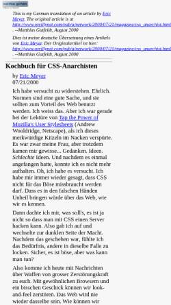 Vorschau der mobilen Webseite gutfeldt.ch, Kochbuch für CSS-Anarchisten