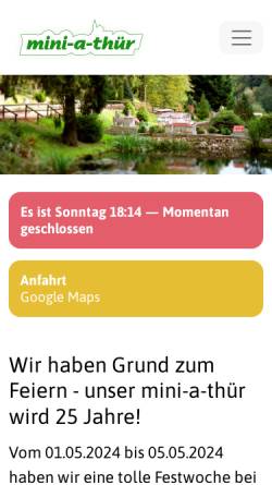 Vorschau der mobilen Webseite www.mini-a-thuer.de, Miniaturenpark mini-a-thür