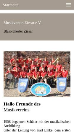 Vorschau der mobilen Webseite www.musikverein-ziesar.de, Dynamic Music - Musikverein Ziesar e.V.