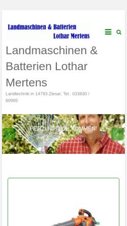 Vorschau der mobilen Webseite mertens-gartentechnik.de, Landmaschinen und Batterien Lothar Mertens